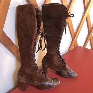 Vintage suede lace up boots